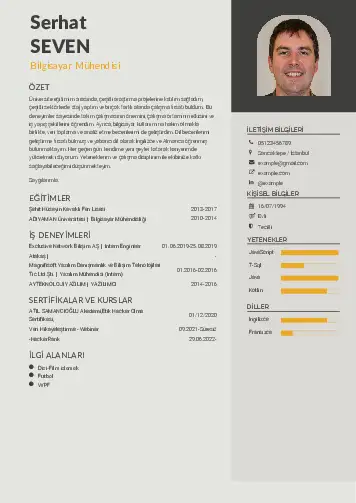 Bilgisayar Mühendisi CV Örnekleri cv indir